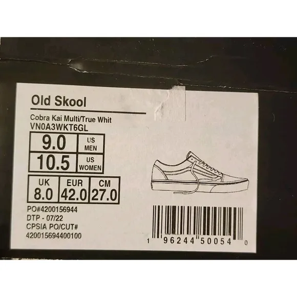 Sz 9 NEW Vans Cobra Kai Eagle Fang Old Skool Skate Shoes Mens Denim Blue