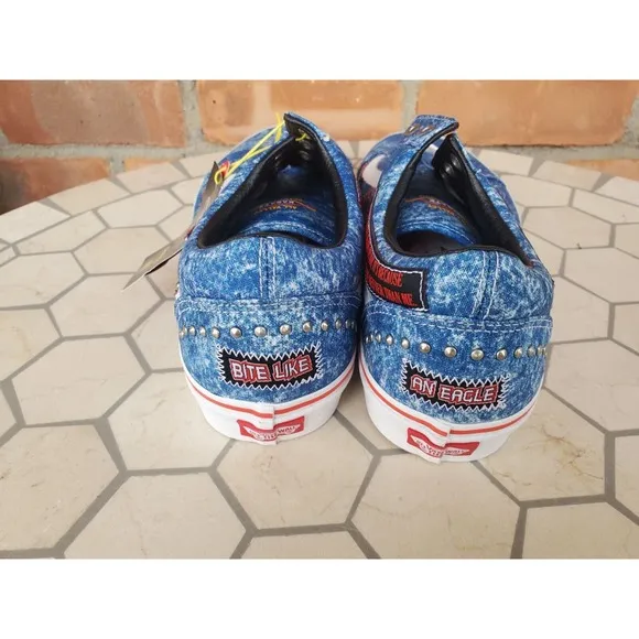 Sz 9 NEW Vans Cobra Kai Eagle Fang Old Skool Skate Shoes Mens Denim Blue