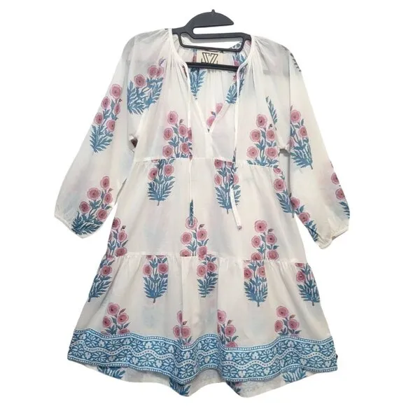 SZ BLOCKPRINTS Tuckernuck Priya Dress Cotton Tiered Mini