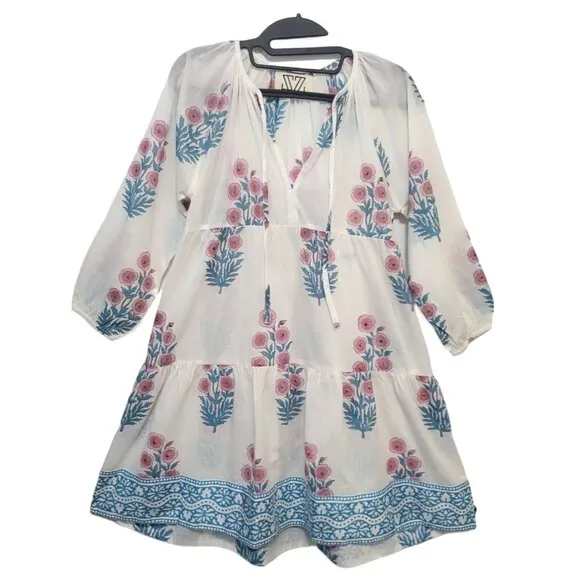 SZ BLOCKPRINTS Tuckernuck Priya Dress Cotton Tiered Mini