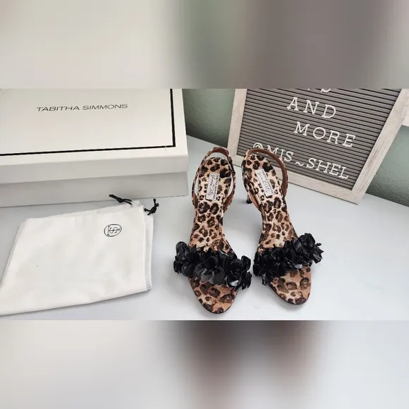 💐Tabitha Simmons Canvas Slingback Leopard Print twill Shoes Sz 36/6