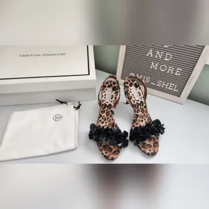 💐Tabitha Simmons Canvas Slingback Leopard Print twill Shoes Sz 36/6