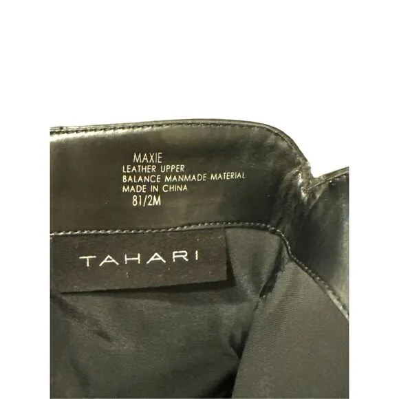 TAHARI vintage Oxford style Maxie leather upper knee boots sz 8.5 sleek edgy smo