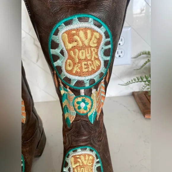 Tanner Mark “Live Your Dreams” Cowboy Boots Sz 8.5