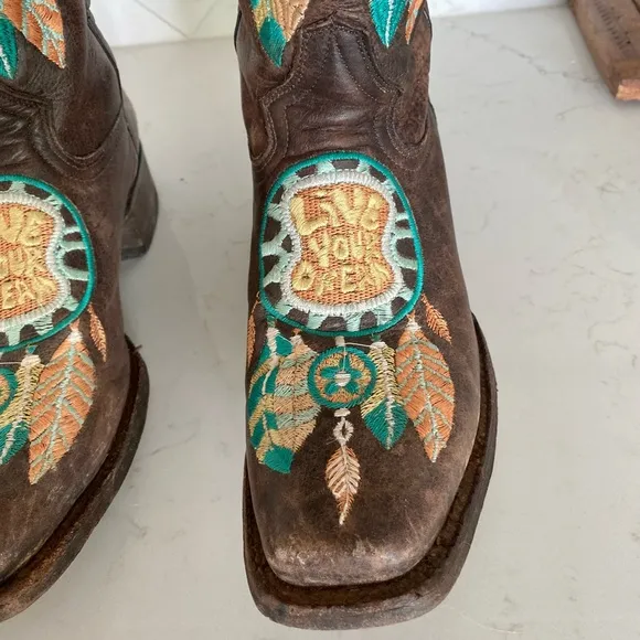 Tanner Mark “Live Your Dreams” Cowboy Boots Sz 8.5