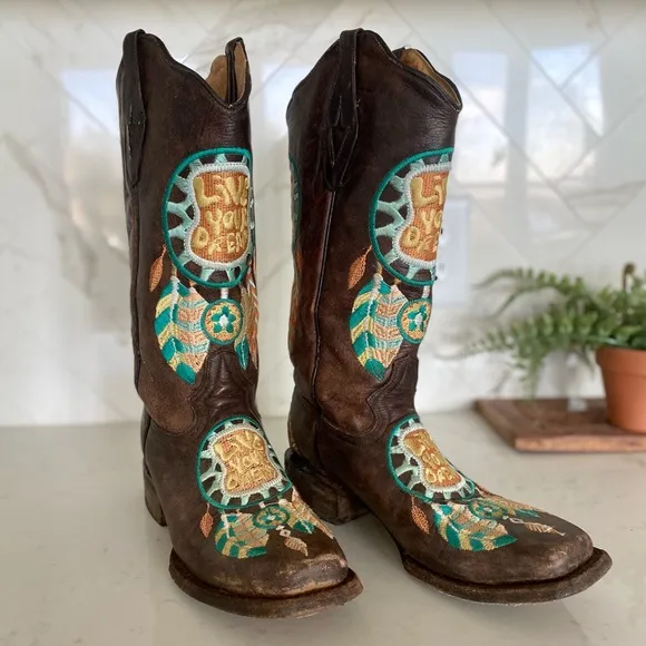 Tanner Mark “Live Your Dreams” Cowboy Boots Sz 8.5