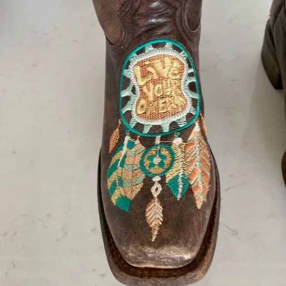 Tanner Mark “Live Your Dreams” Cowboy Boots Sz 8.5