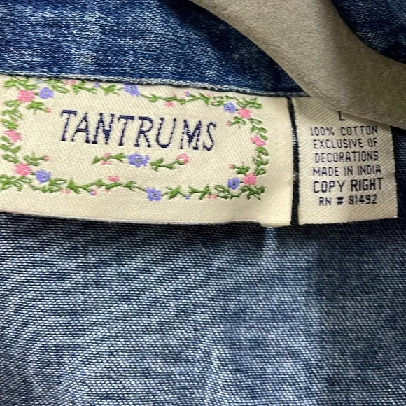 Tantrums western boots embroidered rope trim sequins large denim vintage…