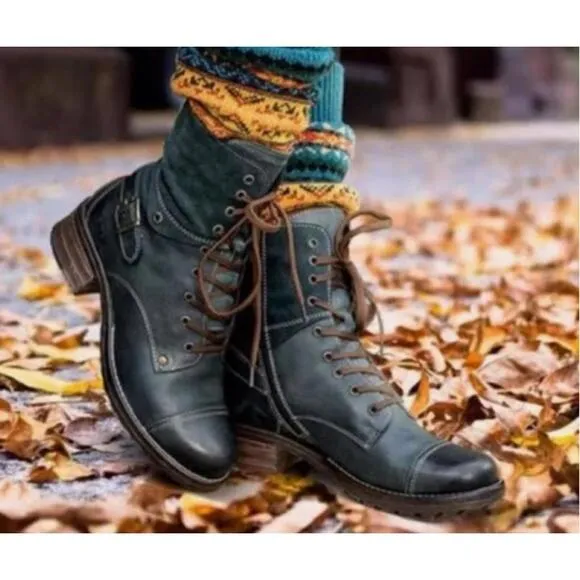 Teal Taos Vintage-Style Lace-Up Boots Size 39/US 8 - 8.5 EUC