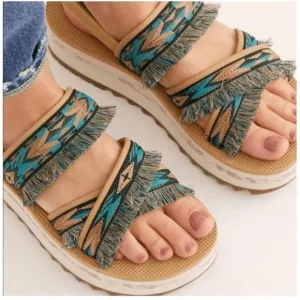 Teva x Free People Ceres Flatform Fringe Sandals size 7