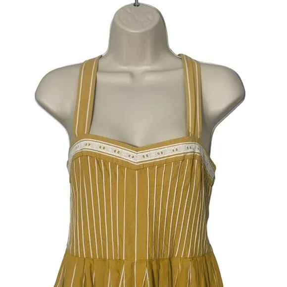 The Great Laurel Striped Midi Dress in Sunburst Stripes Yellow Size S