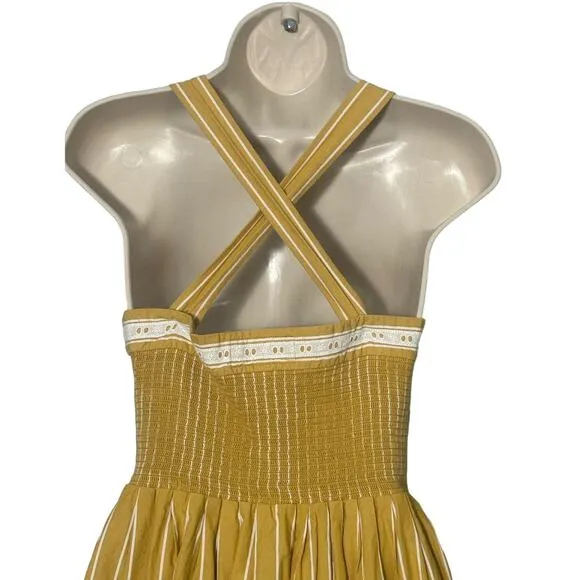 The Great Laurel Striped Midi Dress in Sunburst Stripes Yellow Size S