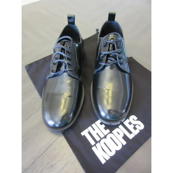 The Kooples Black Men's Leather Derbies Size 6 Oxford Lace Career Shoes