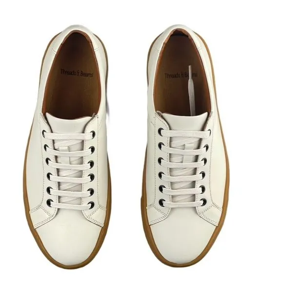 Threads &amp; Beams Shoes Cup-Sole Trainer White Leather  Men's Size 7B