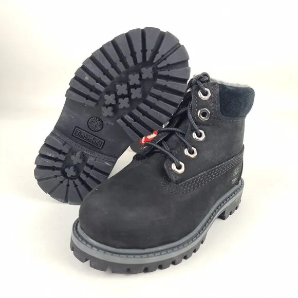 Timberland 6 In Premium Boot Nubuck Black Toddler Waterproof Outdoors