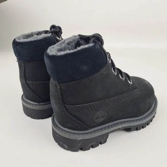 Timberland 6 In Premium Boot Nubuck Black Toddler Waterproof Outdoors