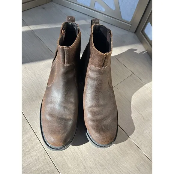 Timberland 61604 Leather Ankle Chelsea Boots Women 9 M Brown Low Heel