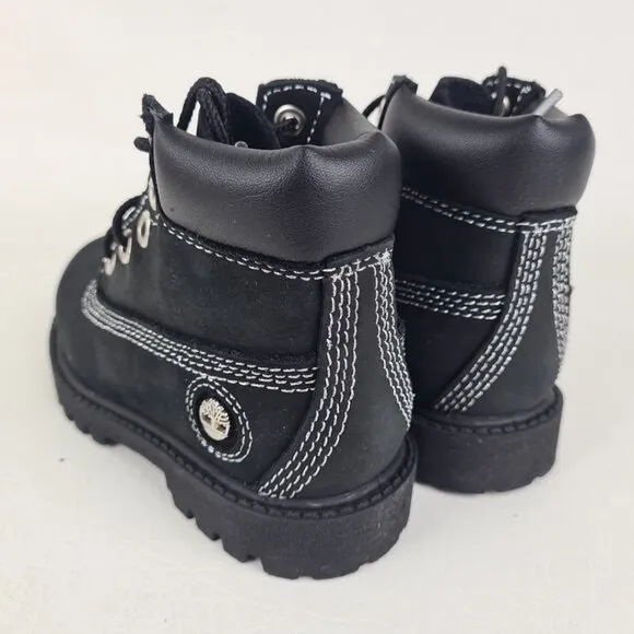 Timberland 6In Premium P&amp;G TODDLER Boots Outdoors Black Leather Size 8