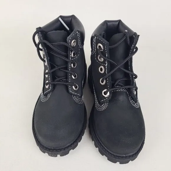 Timberland 6In Premium P&amp;G TODDLER Boots Outdoors Black Leather Size 8
