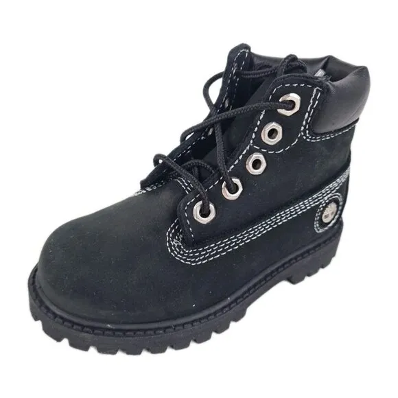 Timberland 6In Premium P&amp;G TODDLER Boots Outdoors Black Leather Size 8