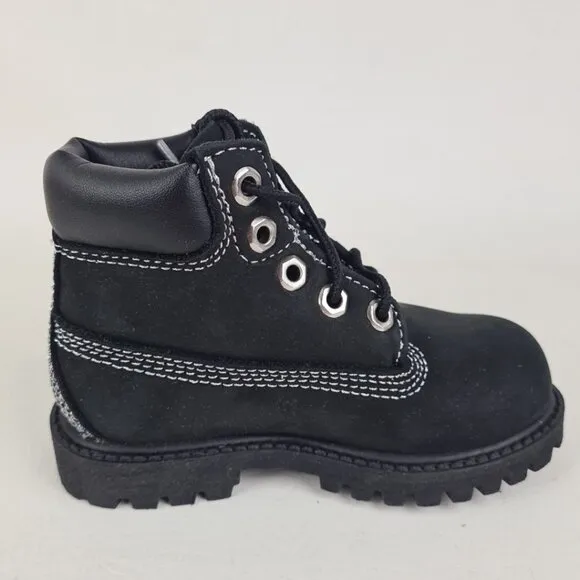 Timberland 6In Premium P&amp;G TODDLER Boots Outdoors Black Leather Size 8