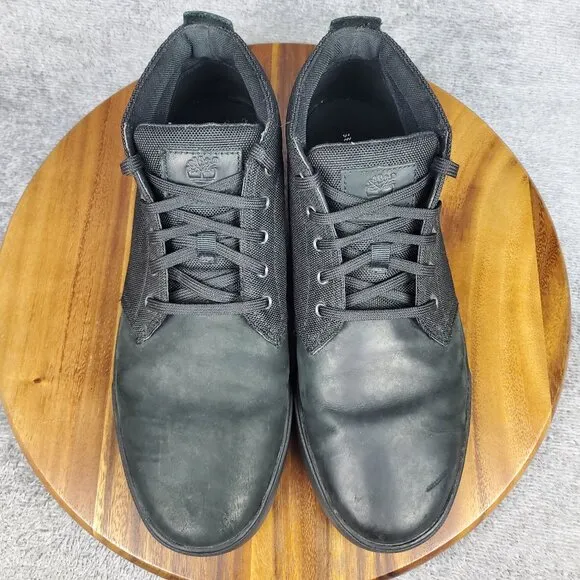 Timberland Chukka Boots Mens 11 Black Leather Fabric Groveton Casual Ankle Shoes