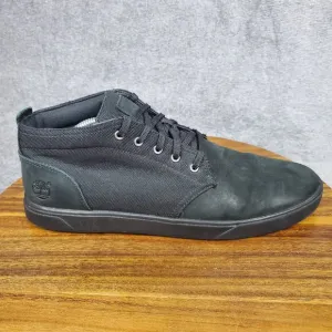 Timberland Chukka Boots Mens 11 Black Leather Fabric Groveton Casual Ankle Shoes