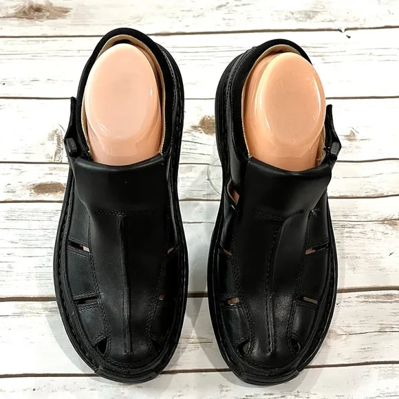Timberland Fisherman Sandals Shoes US 7.5 EU 41 Black Leather Chunky Closed Toe