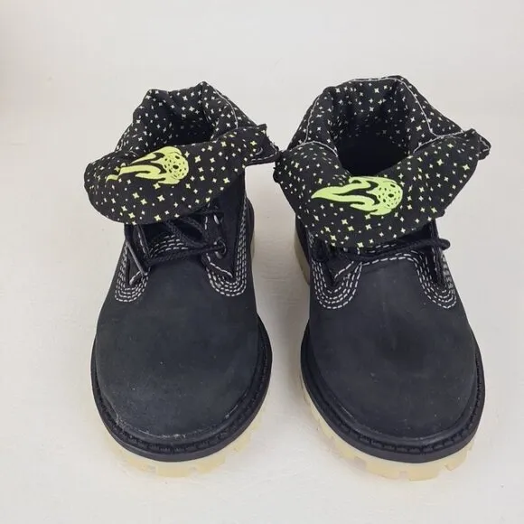 Timberland Roll Top TODDLER Glow Boots Waterproof Black Leather