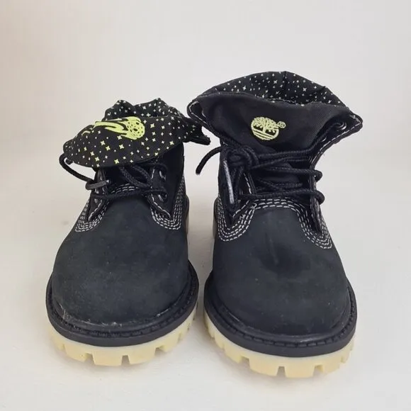 Timberland Roll Top TODDLER Glow Boots Waterproof Black Leather
