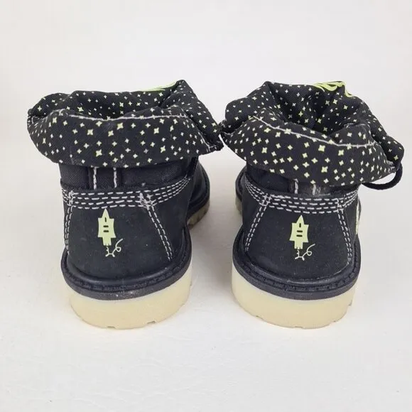 Timberland Roll Top TODDLER Glow Boots Waterproof Black Leather