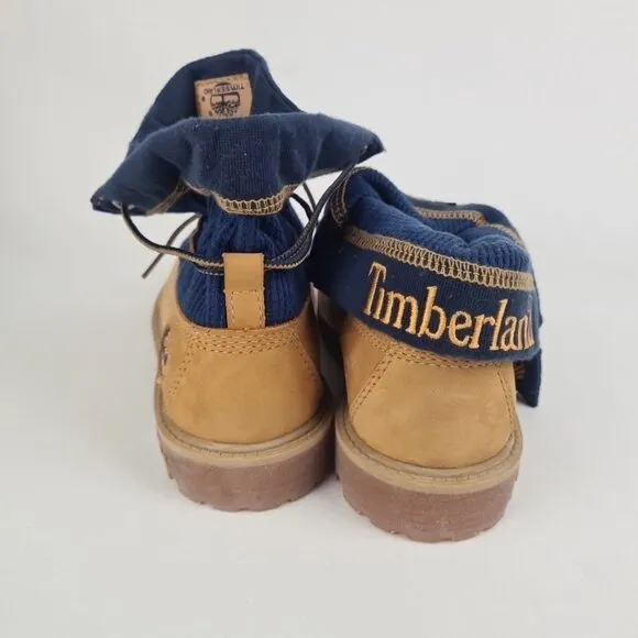 Timberland Script Roll Top Boots Little Kids Wheat Leather Size 2 Youth