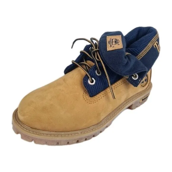 Timberland Script Roll Top Boots Little Kids Wheat Leather Size 2 Youth