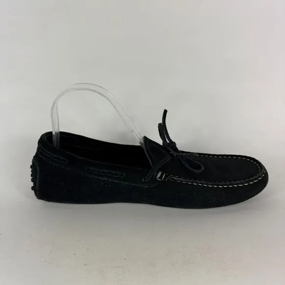 TOD'S Gommino Casual Shoes Men's 8 Black Suede Bow Round Toe Slip-On Moccasins