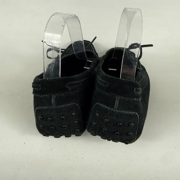 TOD'S Gommino Casual Shoes Men's 8 Black Suede Bow Round Toe Slip-On Moccasins