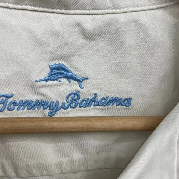 Tommy Bahama Silk Aloha America Embroidered Short Sleeve Shirt Large