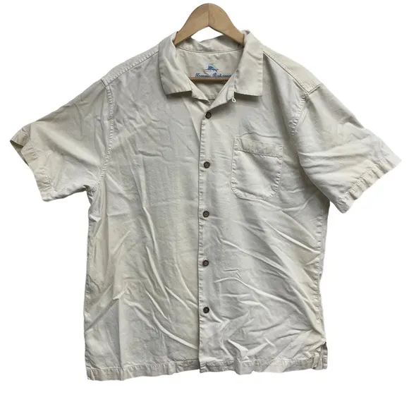 Tommy Bahama Silk Aloha America Embroidered Short Sleeve Shirt Large