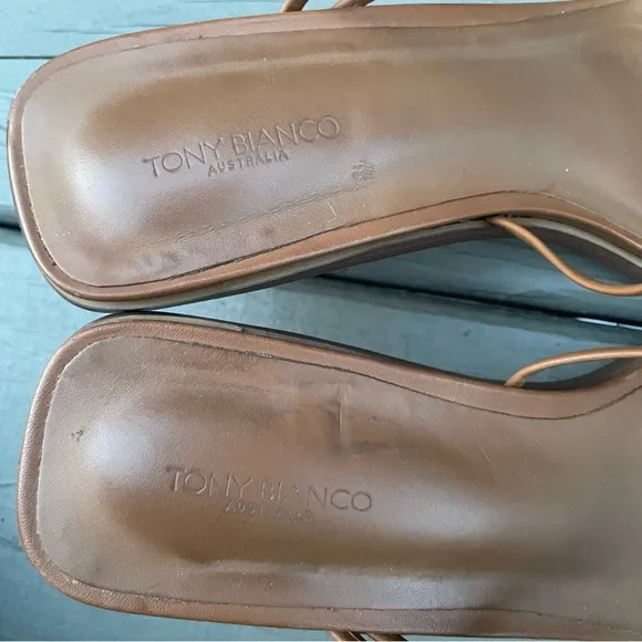 Tony Bianco Danni Strappy Sandal Heel Tan Como Leather Sandals Shoes Size 9