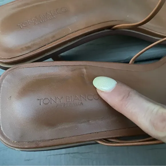 Tony Bianco Danni Strappy Sandal Heel Tan Como Leather Sandals Shoes Size 9
