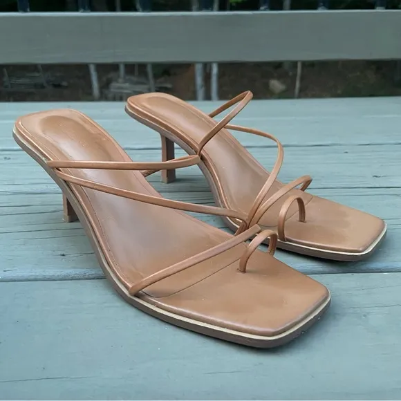 Tony Bianco Danni Strappy Sandal Heel Tan Como Leather Sandals Shoes Size 9