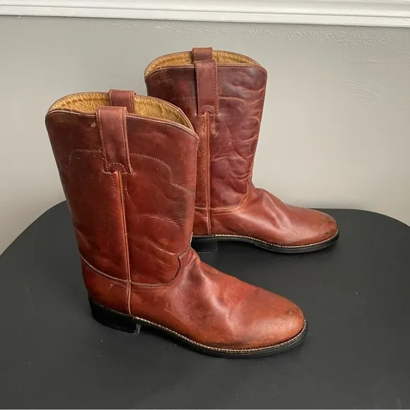 Tony Lama Boots Womens 7 B 7520 Brown Pull On Cowgirl Cowboy Western Leather