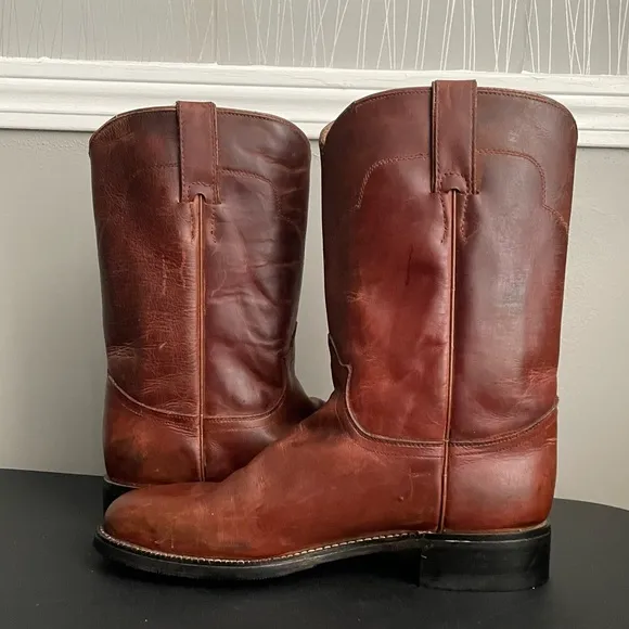 Tony Lama Boots Womens 7 B 7520 Brown Pull On Cowgirl Cowboy Western Leather