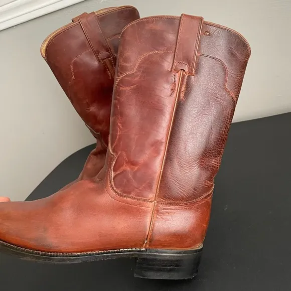 Tony Lama Boots Womens 7 B 7520 Brown Pull On Cowgirl Cowboy Western Leather