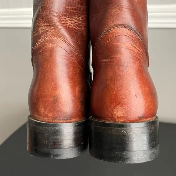 Tony Lama Boots Womens 7 B 7520 Brown Pull On Cowgirl Cowboy Western Leather