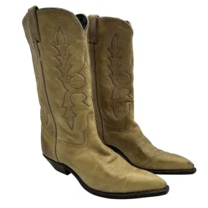 Tony Lama Boots Womens Size 8M Western Cowboy Leather Embroidered Tan Vintage
