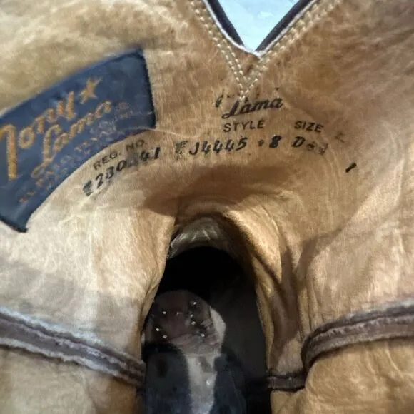Tony‎ Lama Brown Cowboy Boots Mens Size 8 D Brown Vintage Lizard Skin