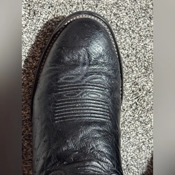 Tony Lama Cowboy Boots Men’s Size 10 EE Black Smooth Ostrich CT871 Western USA