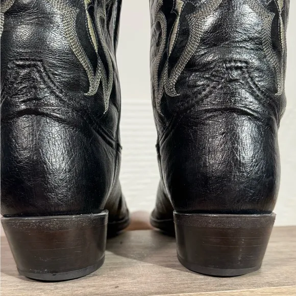 Tony Lama Cowboy Boots Men’s Size 10 EE Black Smooth Ostrich CT871 Western USA