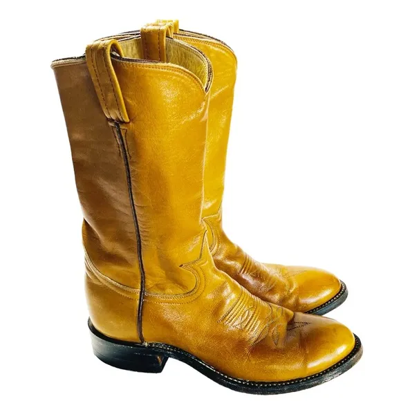 Tony Lama El Paso Whiskey Brown Mens Leather Western Boots 5 Vintage U.S.A