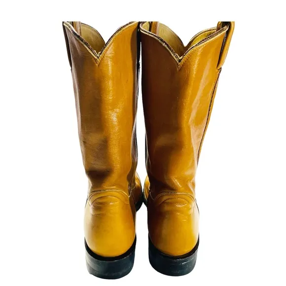 Tony Lama El Paso Whiskey Brown Mens Leather Western Boots 5 Vintage U.S.A